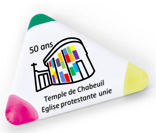 Surligneur souvenir des 50 ans du temple de Chabeuil