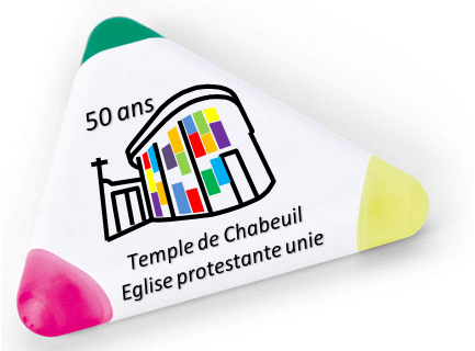 Surligneur souvenir des 50 ans du temple de Chabeuil
