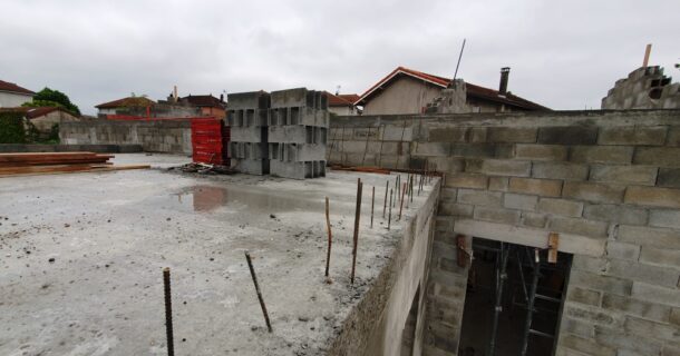 Toiture terrasse avant coulage des acrotères