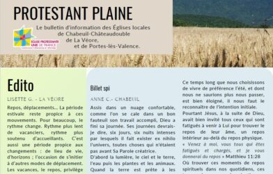 Le bulletin Protestant Plaine de l'été est en ligne - Bonne lecture !