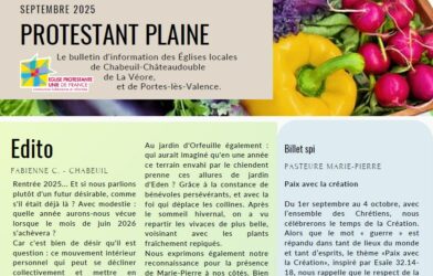 Le bulletin Protestant Plaine de septembre est en ligne - Bonne lecture !