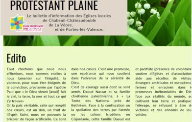Le bulletin Protestant Plaine de mai est en ligne - Bonne lecture !