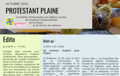 Le bulletin Protestant Plaine d'octobre est en ligne - Bonne lecture !